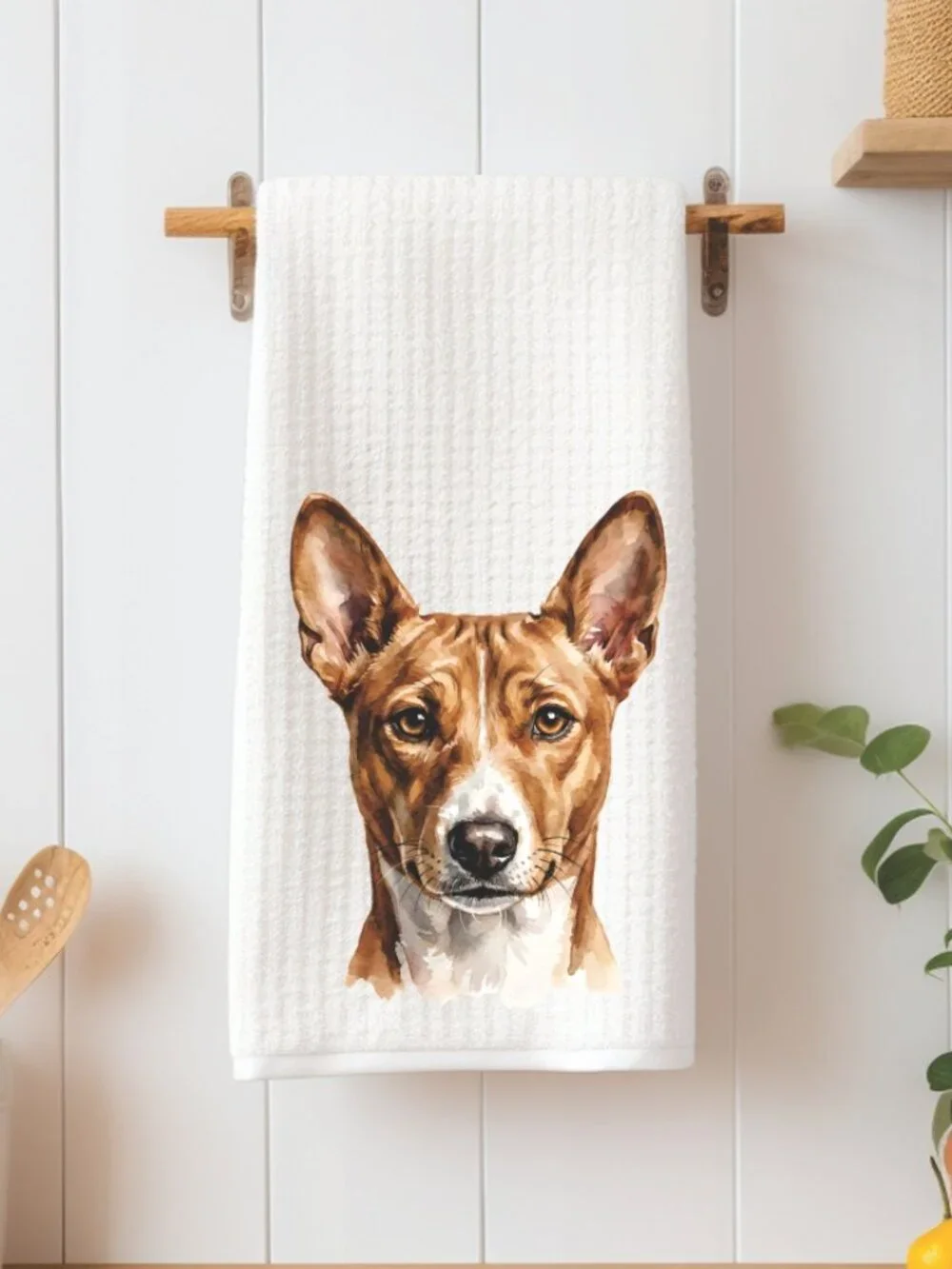 Basenji Dog Waffle Weave Decorative Kitchen Tea Towel